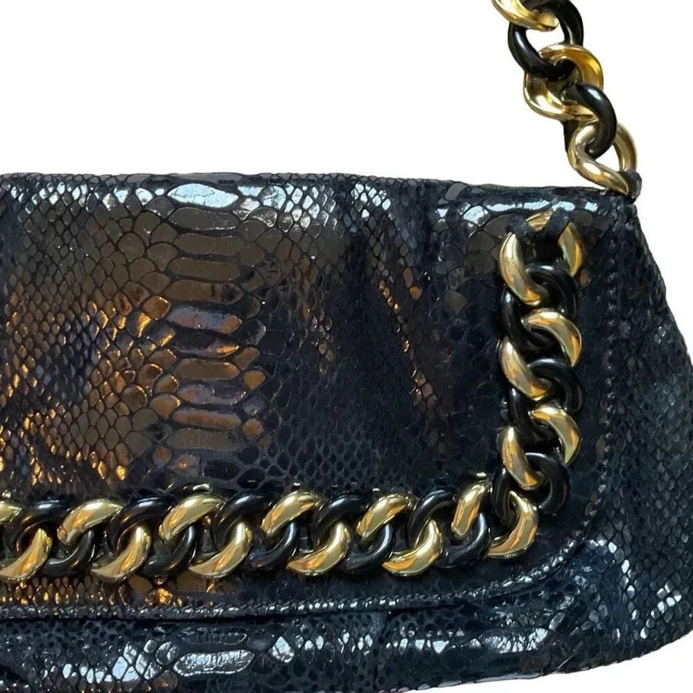 Michael Kors black and gold chain shoulder bag